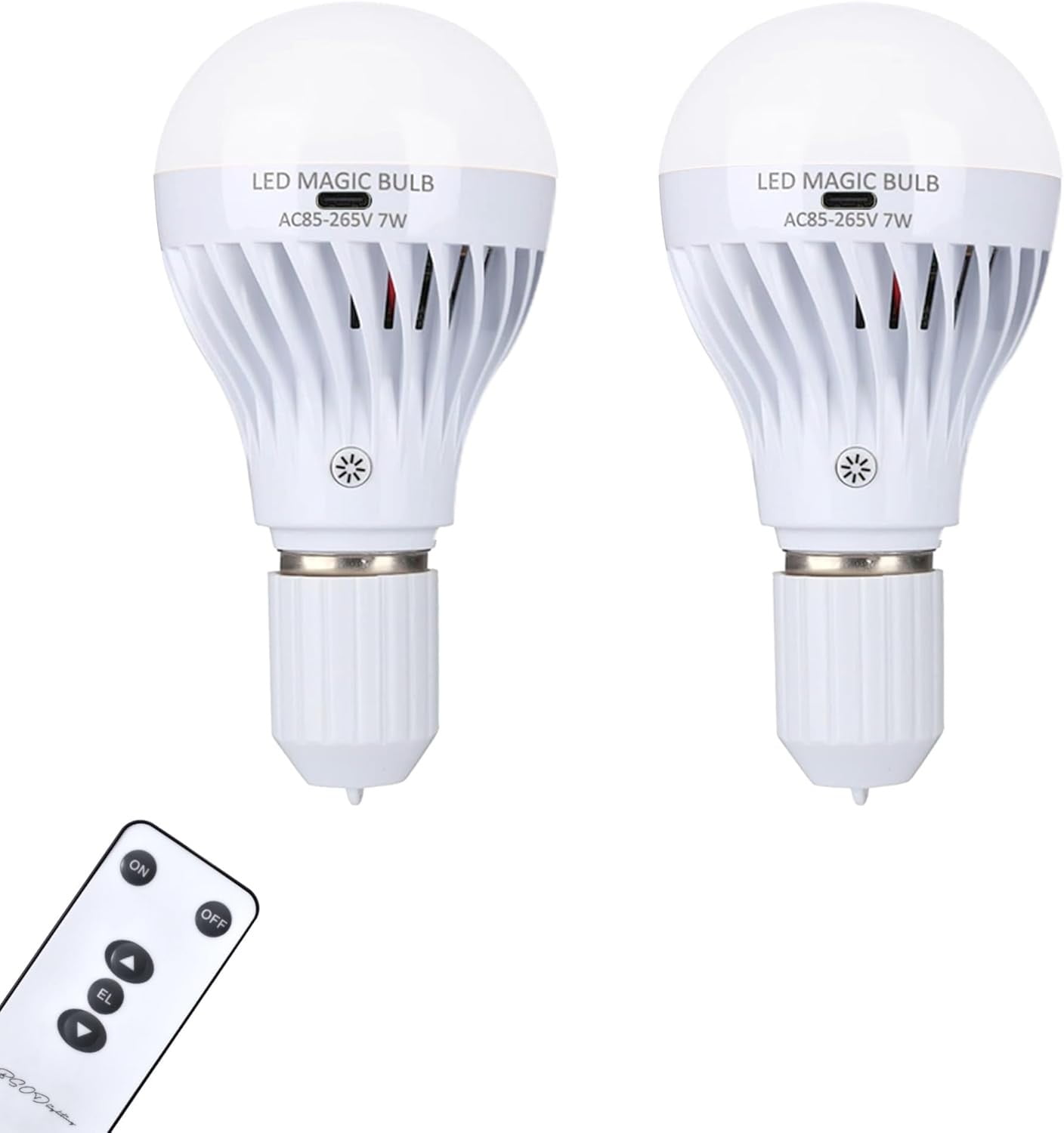 BSOD Upgrade Rechargeable Light Bulbs with Remote, E26 Led Cool Lightbulbs USB Battery Bulbs Emergency Dimmable Ebulbs for Power Outage, Lamp, Home... (USB White 2 Pack)