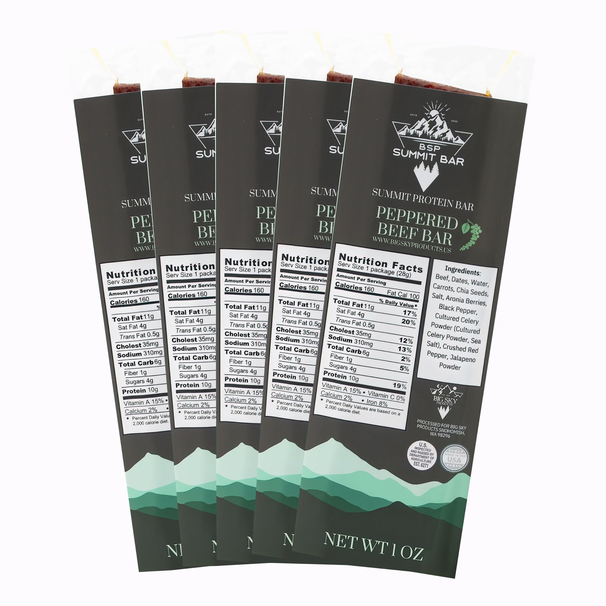 BSP Summit Bar MMF7 High Protein Meat Snacks Bulk Pack with Peppered