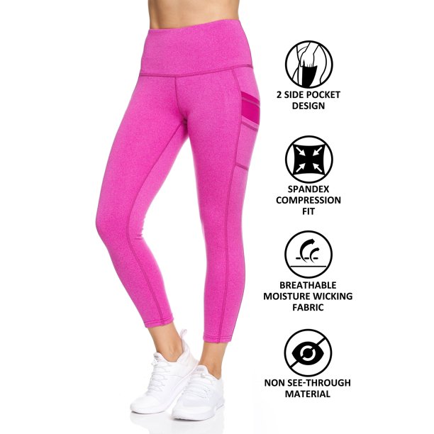 BSP Women's Active High Waist 7/8 Legging With Mesh Pockets