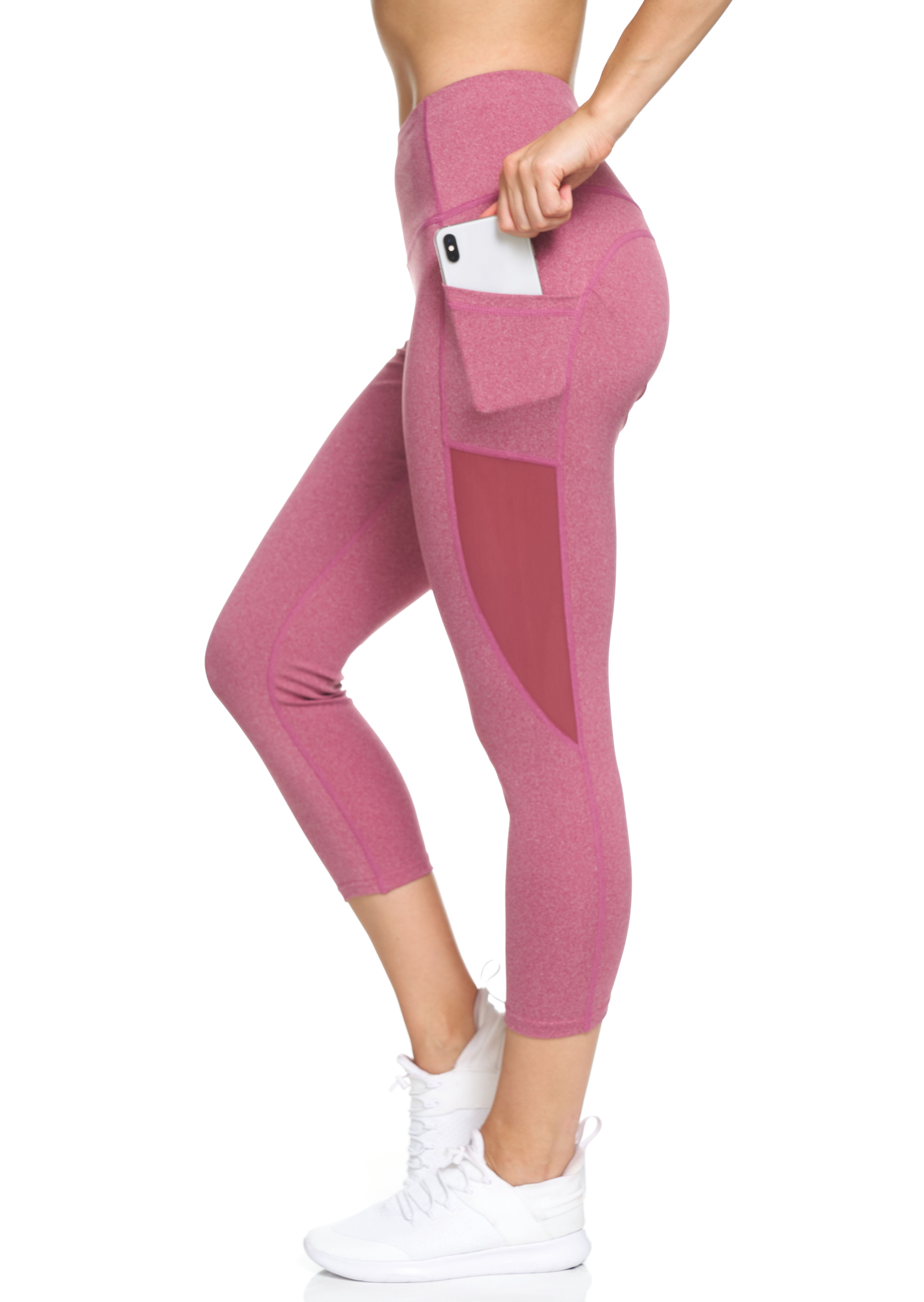 BSP Women's Active High Waist 7/8 Legging With Pockets And Mesh