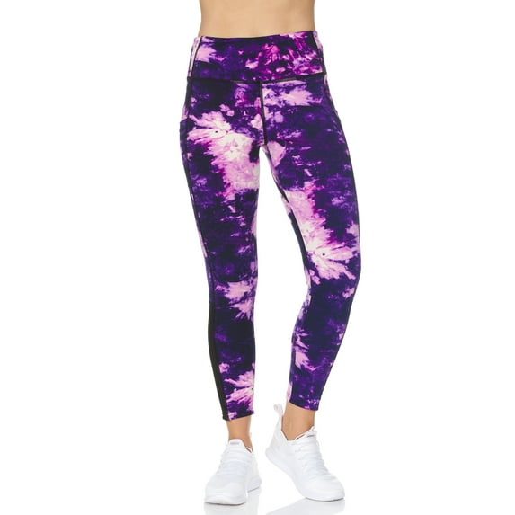 BSP Women's High Waist 7/8 Marble Legging With Pockets & Mesh Panel