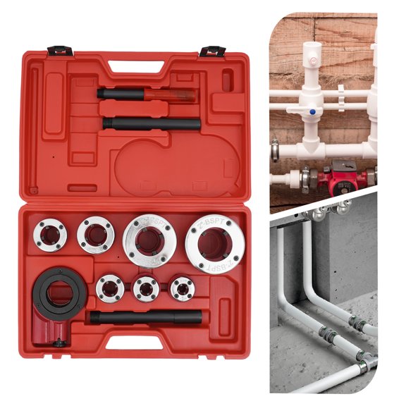 BSPT Pipe Threader 3/8" to 2" Dies Set Threading Tool Ratchet w/ Handle 7 Size