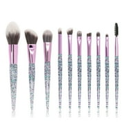 BSROLUNA 10Pcs Stylish Glitter Handle Makeup Brush Set Pink Make up Brushes Comfortable