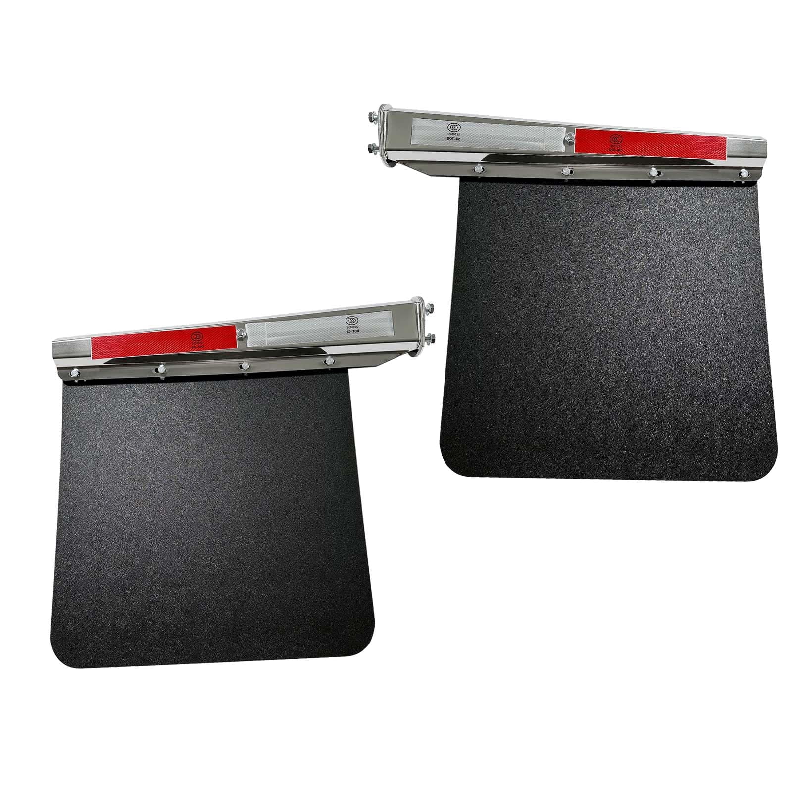 BST BSSP 2-1/2" 2.5" Bolt Spacing Straight Spring Loaded Mud Flap Hanger&Univeral Mudflaps for Semi Trucks Commercial Trailer Stainless Pair Set, Right & Left Side