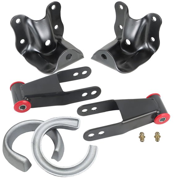 BST BSSP 2"-2" Lift Kit Adjustable Leveling Raise Shackles Coil Spacers and Factory Rear Leaf Spring Hangers For 1998-2012 Ford Ranger 2WD