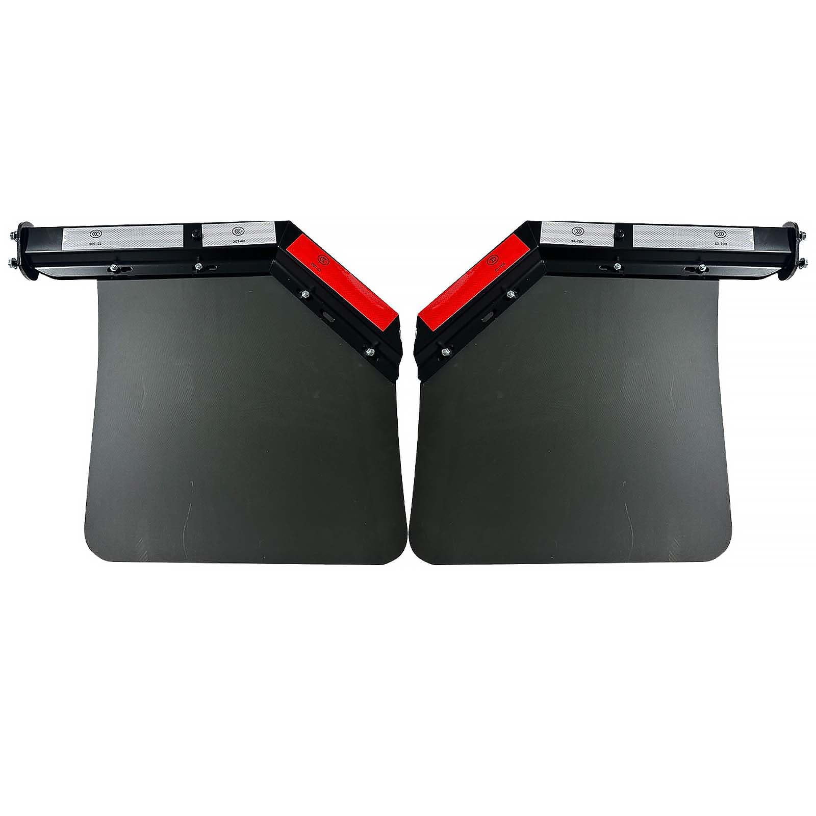 BST BSSP 2PCS Black Angled Spring Loaded Mud Flap Hanger Bracket Set&Semi Truck Trailer Duty Mud Flap 24"x24",1-1/8" 1.125" Bolt Spacing,Commercial Truck Heavy Duty HD Mudflap, Right & Left Side