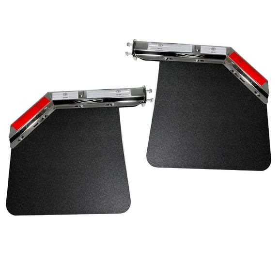 BST BSSP 2PCS Chrome Angled Spring Loaded Mud Flap Hanger Bracket Set&Semi Truck Trailer Duty Mud Flap 24"x30",2-1/2" 2.5" Bolt Spacing,Commercial Truck HD Universal Mudflap, Right & Left Side