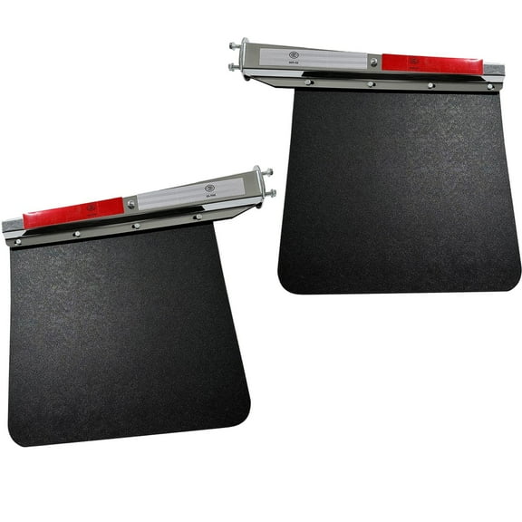 BST BSSP 2PCS Stainless Straight Spring Loaded Mud Flap Hanger Bracket with Splash Guard Mudflap 24"x30" for Semi Truck Trailer, 1-1/8" 1.125" Bolt Spacing Hanger Kit & Heavy Duty Polymer Mudflaps