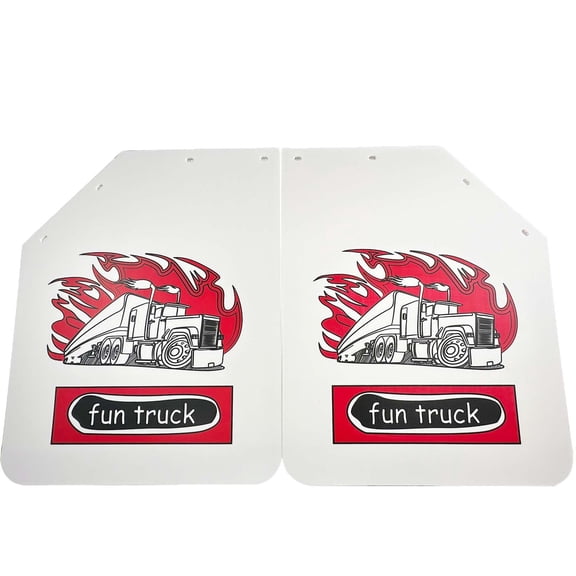 BST BSSP 2PCS Universal Heavy Duty Polymer Mudflaps 24x30 Inch, White Angled Splash Guard Mudflap for Semi Trucks Tractor Trailer