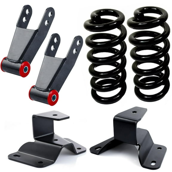 BST BSSP 3" Front 4" Rear Lowering Coil Springs Shackles Hangers Drop Kit For 1980-1996 Ford F150 F100