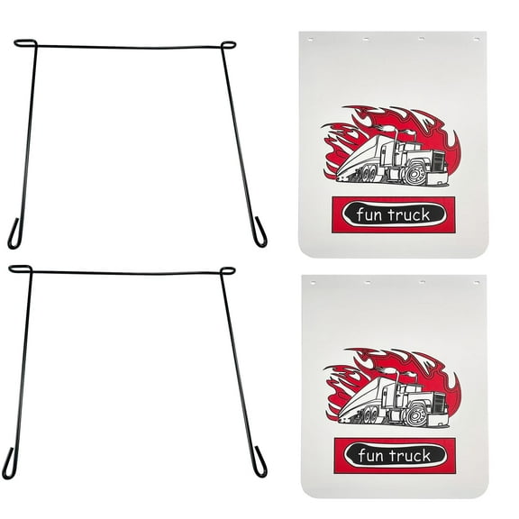 BST BSSP 4PCS for Semi Trucks 2PCS Universal Heavy Duty 24"x30" Mudflaps & 24" * 21" Anti-Sail Mud Flap Bracket Hanger kit, White Straight Splash Guard Mudflap