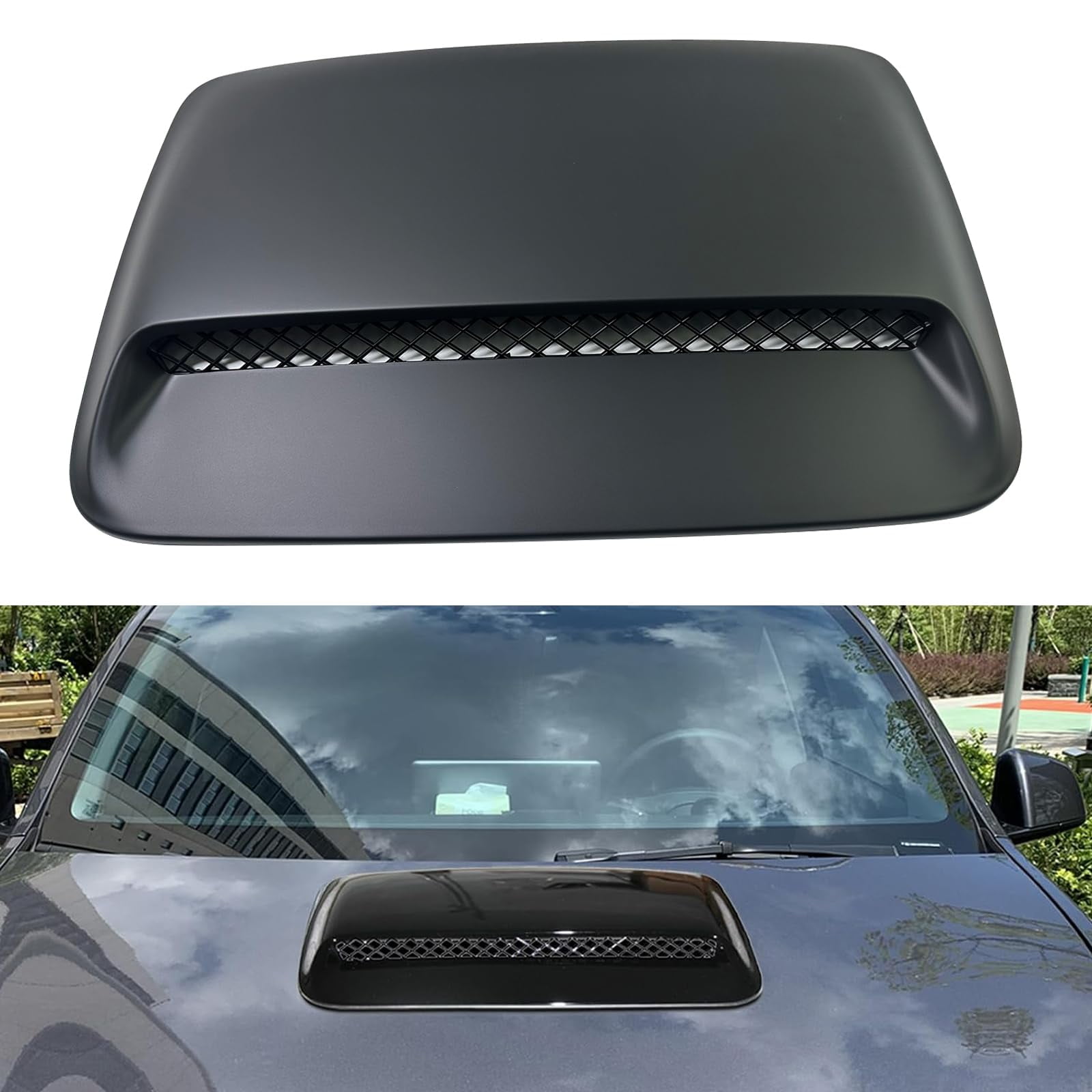 BST BSSP Engine Hood Black Air Intake for Model 3 Model Y Decorative Engine Hood Cover Trim Compatible with 2018-2023 Jeep Wrangler JL, Matte Black