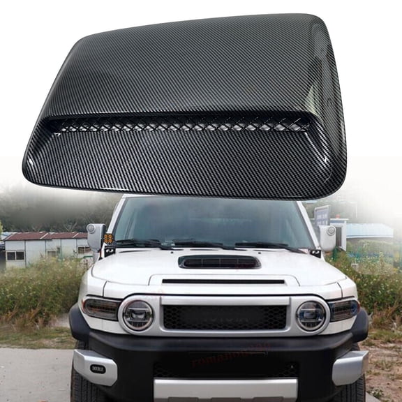 BST BSSP Engine Hood Scoop Vent Cover, Hood Air Flow Intake Cover Compatible with 2007-2023 Toyota FJ Cruiser, Carbon Fiber ABS Easy Installation Engine Hood Air Vent Cover Bonnet Trim