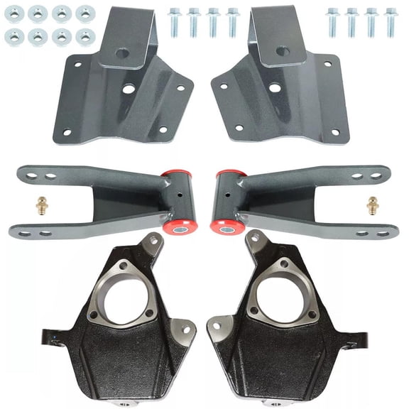 BST BSSP Front 2" Drop and Rear 4" Drop Kit For Chevy Silverado 1500 2WD 1999-2006 Spindles & Shackles & Hangers-Short Bed Only