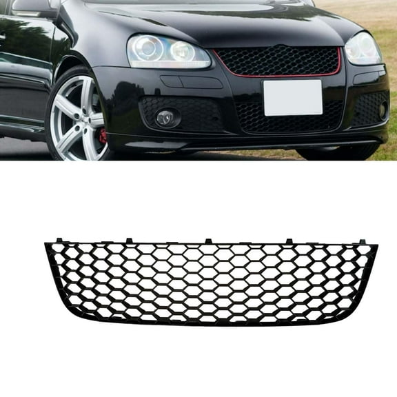 BST BSSP Front Lower Center Honeycomb Mesh Grille For 2006-2009 VW Volkswagen Mk5 Gti 06-10 Jetta Gli Black Front Bumper Lower Center Grille Cover