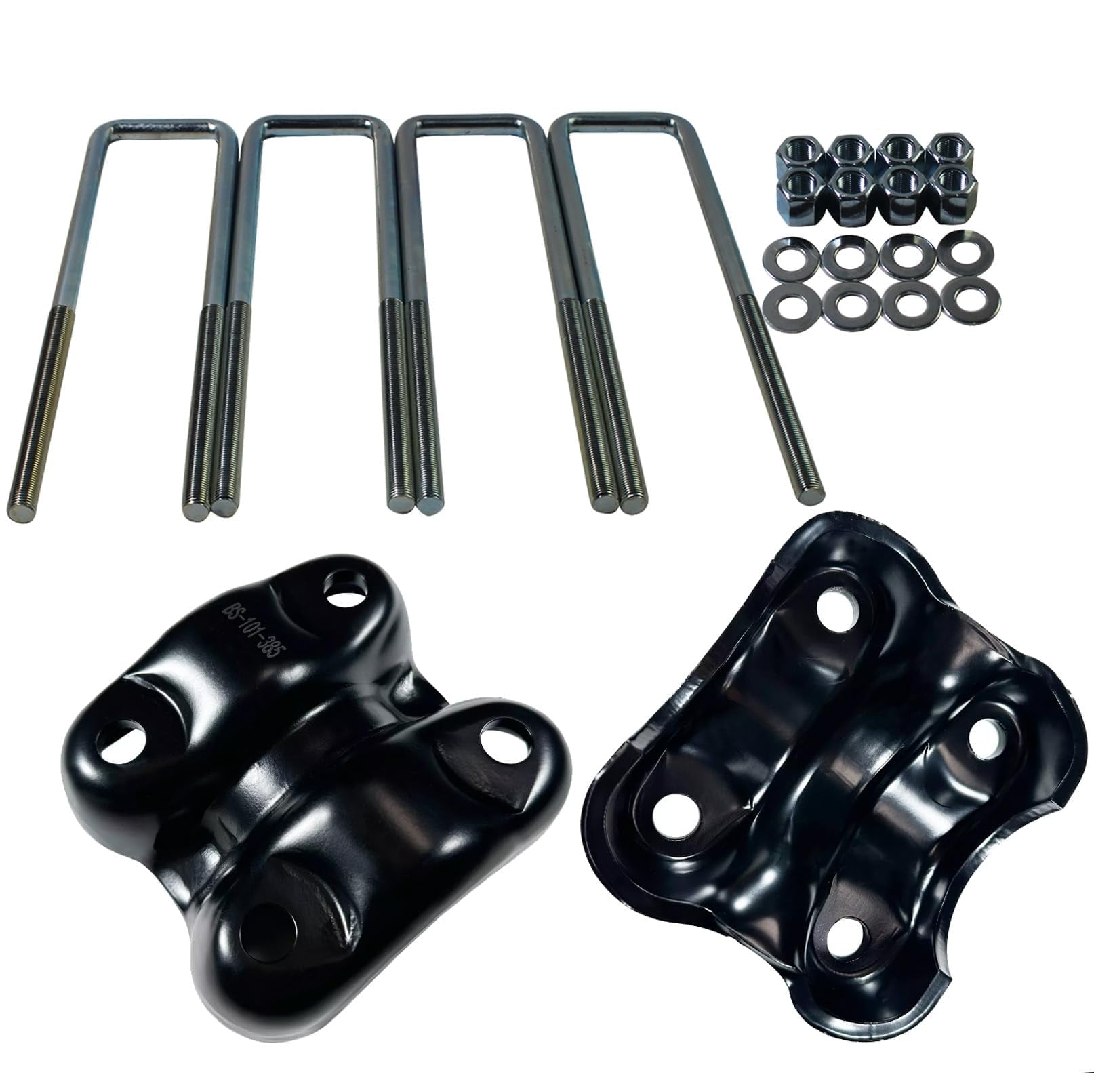 BST BSSP Pair Rear Axle Leaf Spring U-Bolt & U bolts Plates For 1988-1998 Chevy GMC Tahoe Yukon C1500 K1500 Suburban Tahoe GMC Yukon, Square Extended U-bolts 2.5" Wide Leaf Springs 8.75" Long
