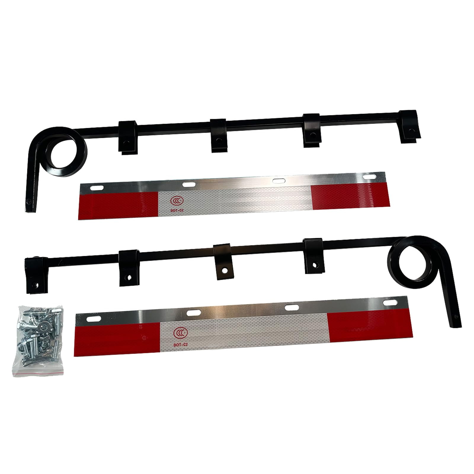 BST BSSP Pair Straight Mud Flap Hangers Kit Suspension 1 Coil Dampening Springs Semi Truck Mudflaps Steel Bracket,w/Aluminum Mud Flap Reflector for Universal Trucks Trailers, RVs Kenworth Peterbilt