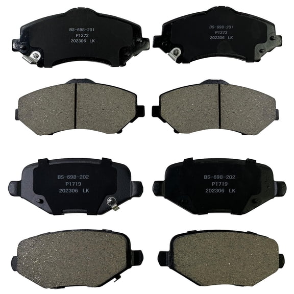 BST BSSP Rear and FrontCeramic Brake Pads For 2012-2016 Chrysler Town & Country Dodge Grand Caravan 2012-2015 Ram C/V 2012-2014 VW Routan(Replaces Power Stop 17-1719 17-1273 BOSCH BE1719H BE1327H)