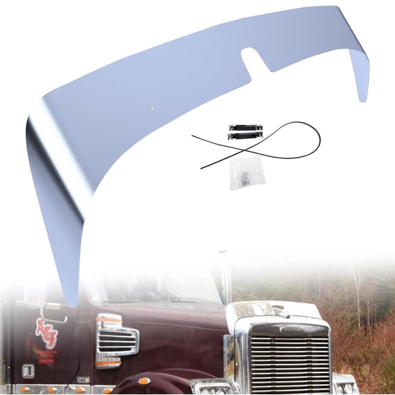 BST BSSP Stainless Steel Hood Shield Bug Deflector for 1991+ Freightliner Classic Truck, Front Upper Hood Deflector Bug Deflector