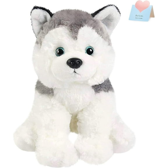BSTAOFY 12'' Husky Stuffed Animal Realistic Puppy Dog Soft Plush Toys Adorable Birthday Valentines Christmas Festivals Gifts for Kids Toddlers Boys Girls