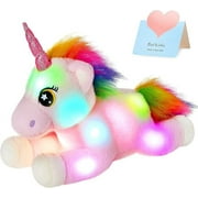 BSTAOFY Big Light up Pink Unicorn Stuffed Animal LED Unicorn Soft Plush Toy Birthday Christmas for Kids Girls 16.5??