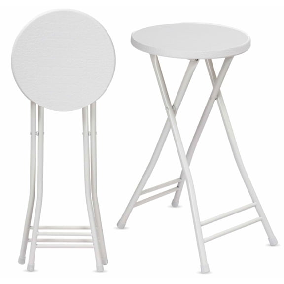 BSTDZ Stools,24 Inch Tall Folding Chair Portable Plastic Stool Chair Heavy Duty Foldable Bar Stools for Adults Kitchen Counter Room Home Camping Indoor Outdoor, 300lbs Capacity (White)