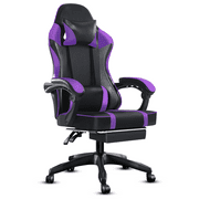 BSTYJQXH Gaming Chair with Footrest, Reclining Gamer Chair Office Chair with Lumbar Support, Purple