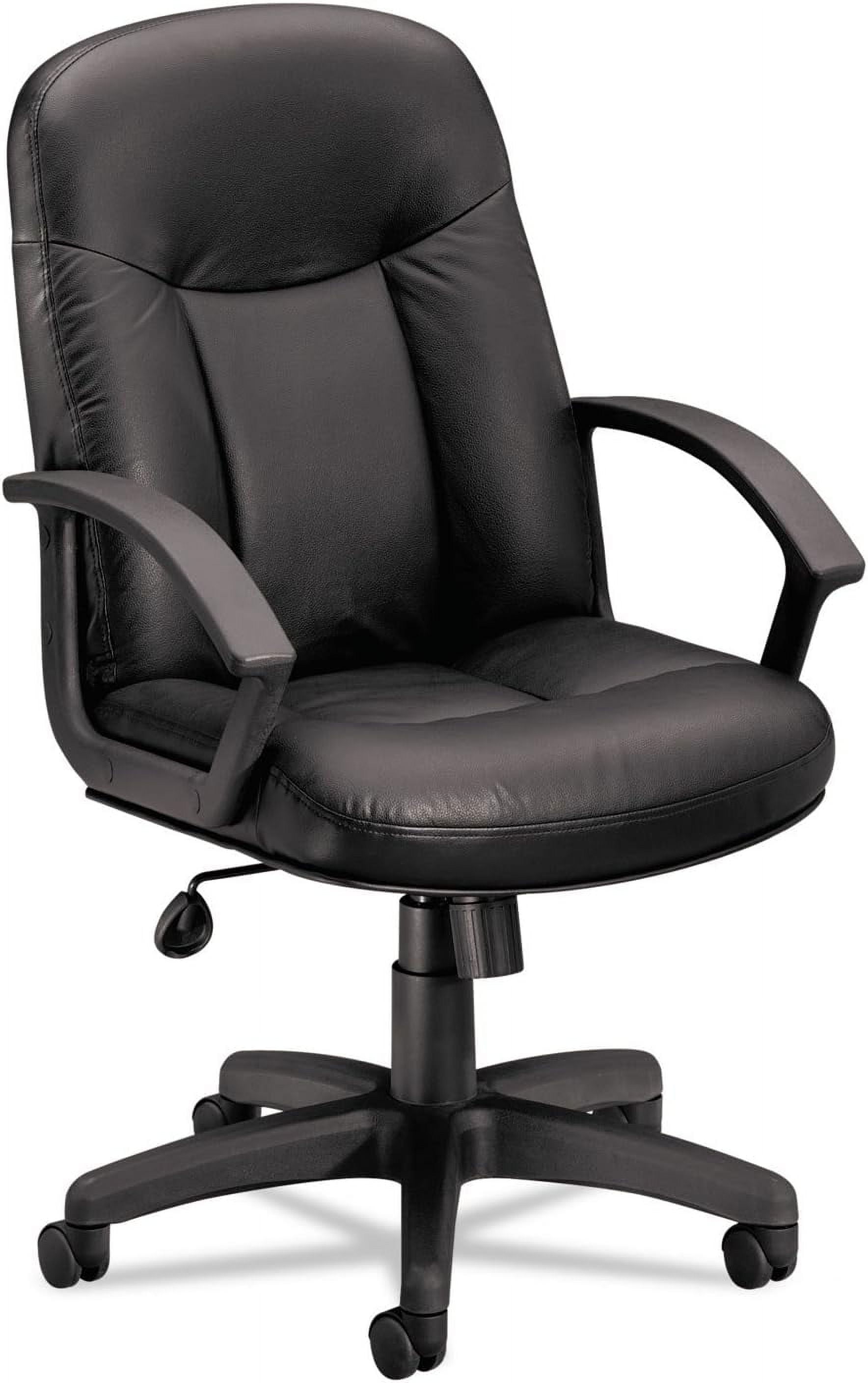 Elite Executive High-Back Black Leather Swivel Chair with Metal Base