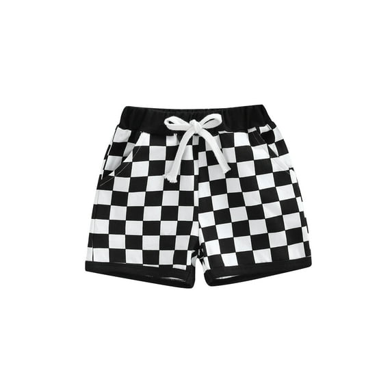BSongo Baby Boys Shorts with Checkerboard Print, Elastic Waist Drawstring Casual Pocket Decoration Clothing,0 6 12 18 24 Months 2-3T