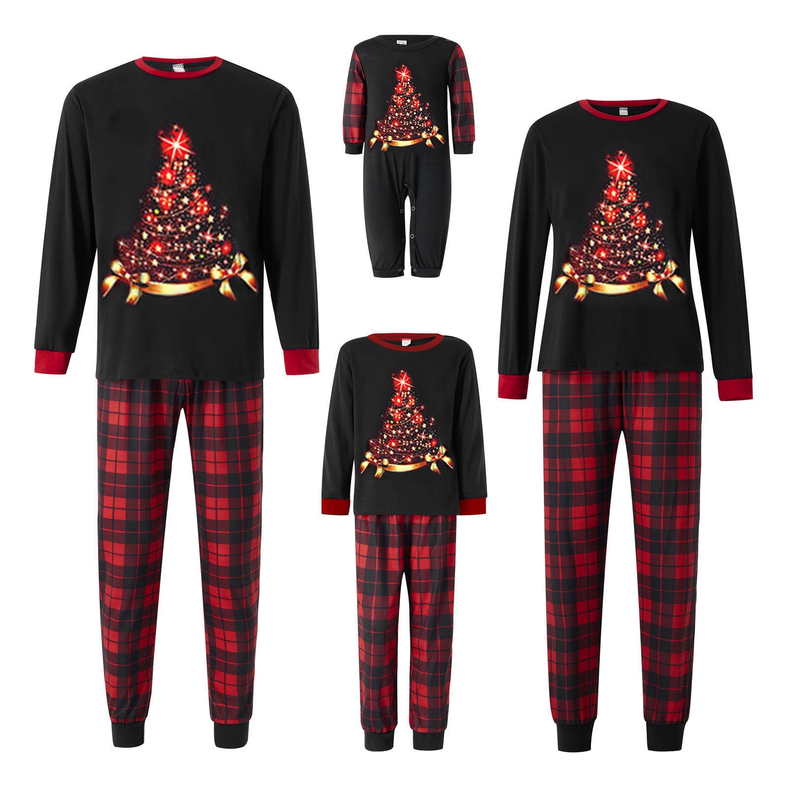 BSongo Christmas Family Pajamas Matching Set Elk Print Long Sleeve Tops ...