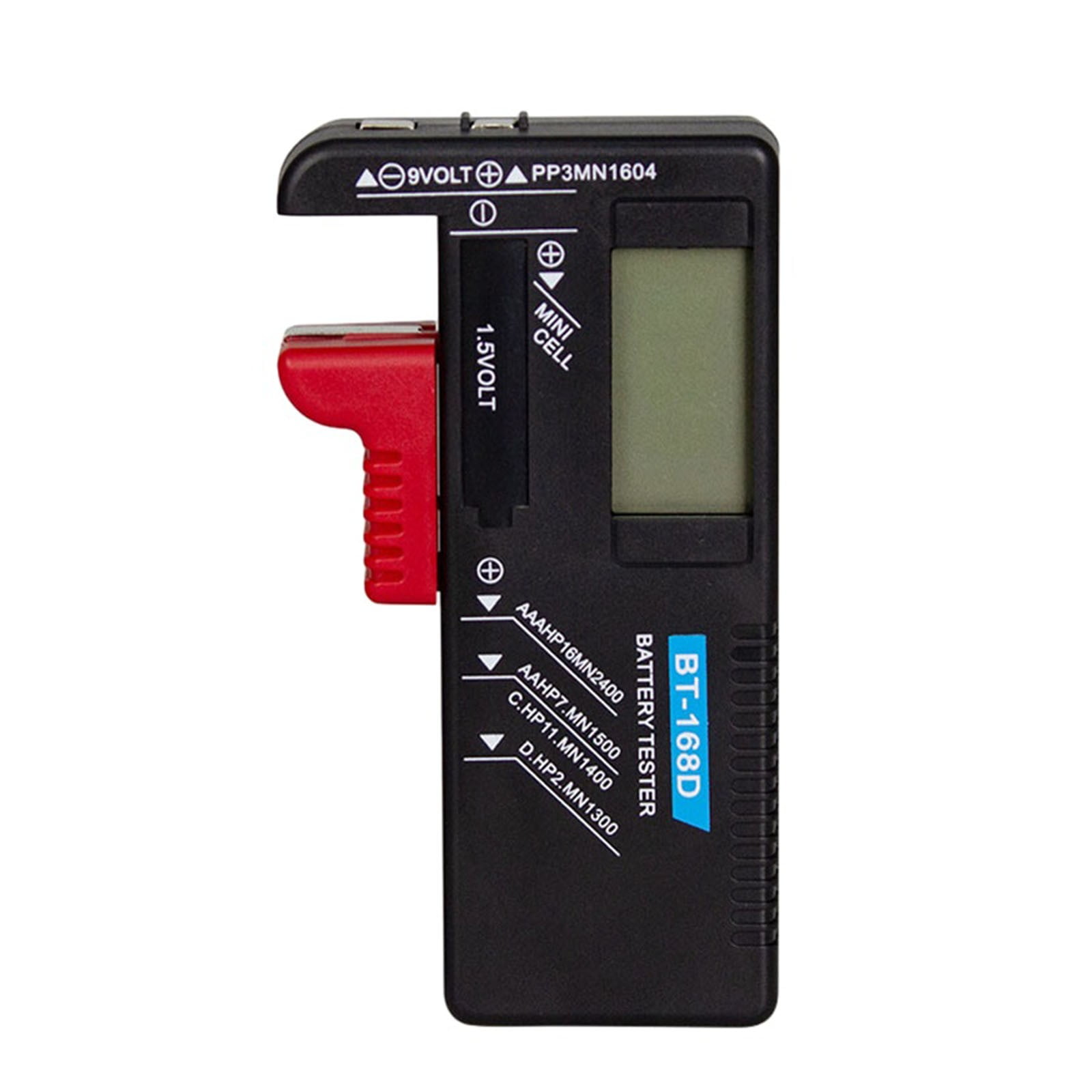 BT168D Digital Battery Tester with LCD Display for AA,AAA,C,D,1.5V,9V