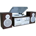 thumbnail image 1 of BT-28SPS Bluetooth Classic Style Record Player Turntable with AM/FM Radio, Cassette Player, CD Player, 2 Separate Stereo Speakers, Record Vinyl, Radio, Cassette to MP3 SD Slot, USB, AUX Silver, 1 of 6