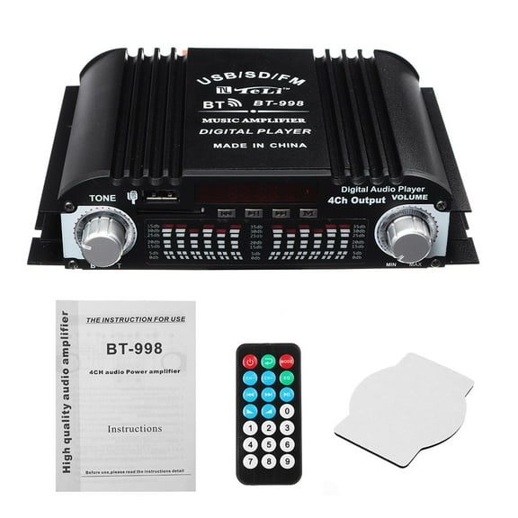 BT-998 HIFI Audio Amplifier LCD Display Class D Power Amplificador Bluetooth Radio Car Home Super Loud Speaker FM USB SD ,Small Footprint