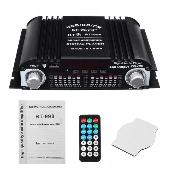 BT-998 HIFI Audio Amplifier LCD Display Class D Power Amplificador Bluetooth Radio Car Home Super Loud Speaker FM USB SD ,Easy to Operate