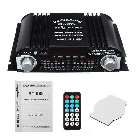 BT-998 Hifi Audio Home Digital Amplifiers Car Audio Bass Power Bluetooth Amplifier FM USB SD Radio Subwoofer Speakers