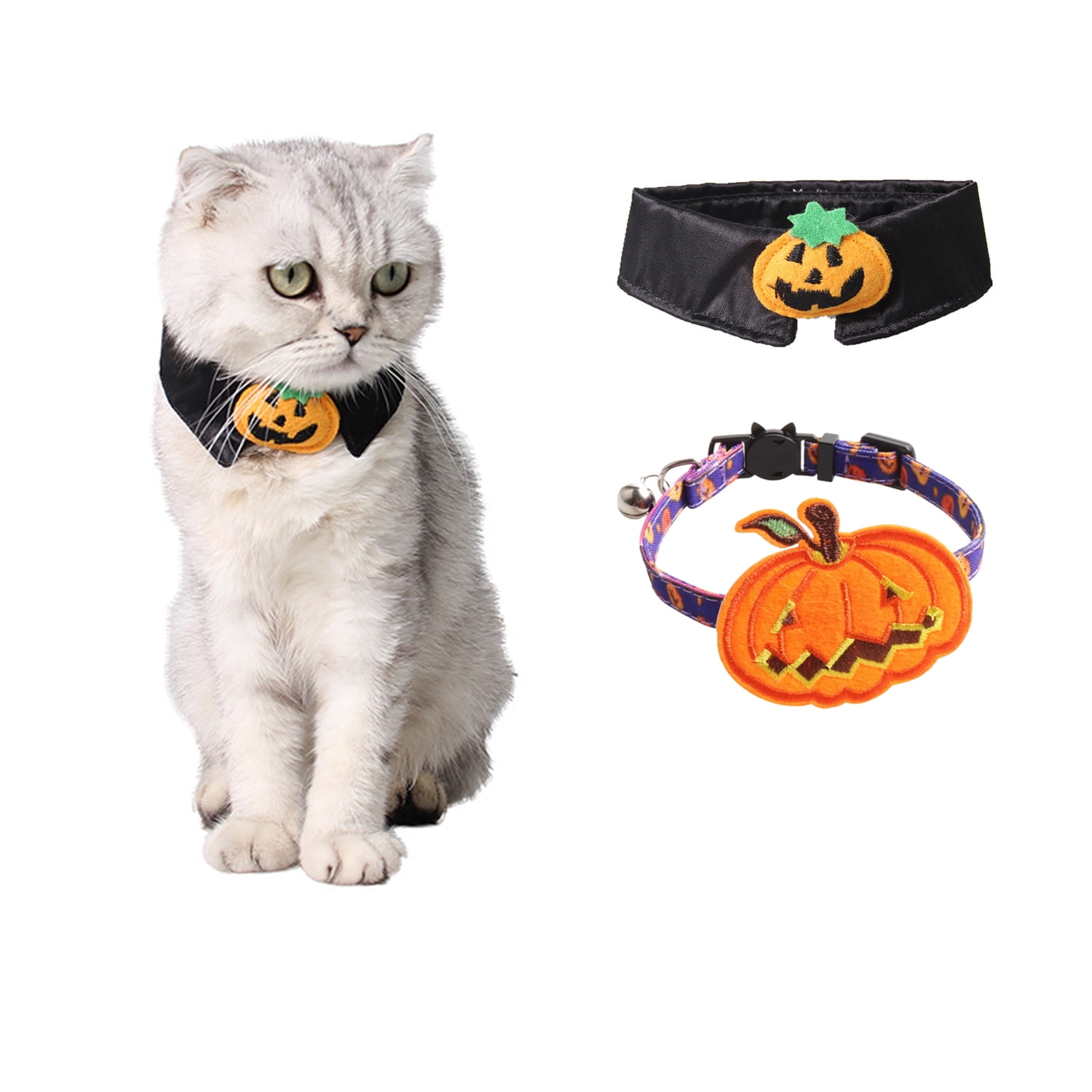 BT Bear 2 Pack Halloween Cat Collars with Bell, Kitten Collar with