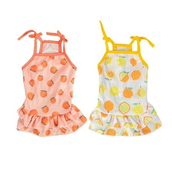 2PCS Dog Dresses Set, Dog Summer Beach Skirts, Braces Skirt Apparel Swimsuit Outfit for Cat Small Medium Dog Fruit 2XL