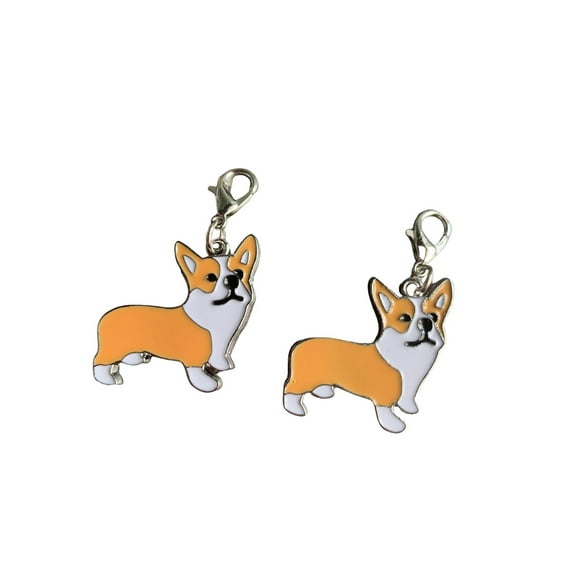 2PCS Dog Keychain Ring Pendants, Cute Pet Mini Dog Memorial Keyring Metal Lightweight Dog Keychain Gift 9#-Yellow Corgi