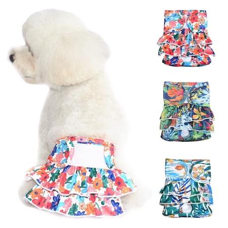 3 PC Reusable Female Dog Diaper,Washable Doggie Diaper Nappies for Female Dogs,Super Absorbent Sanitary Wraps Panties for Dogs in Period Heat or Excitable Urination
