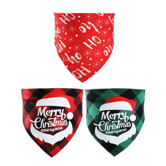 3 PCS Christmas Dog Bandanas, Pet Plaid Scarf Classic Triangle Bibs, Dog Neckerchief for Xmas Party Supplies, Christmas Scarf for Cats Small Medium Large Dogs (B,L)
