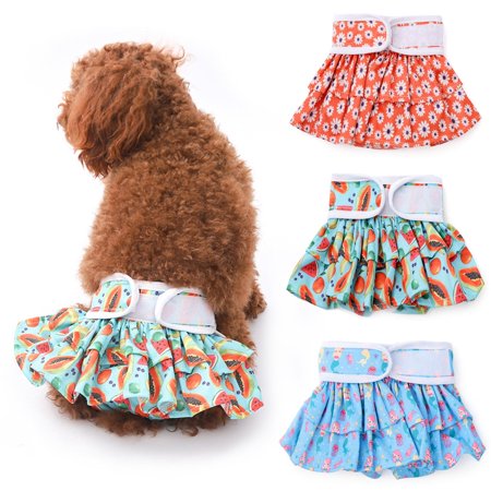 3 Pack Pet Pants, Reusable Female Dog Diaper, Washable Doggie Diaper Nappies for Female Dogs,Super Absorbent Sanitary Wraps Panties for Dogs Different Styles S