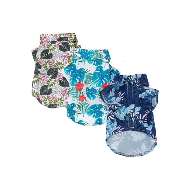 3PCS Dog Hawaiian Shirts, Summer Dog Clothes Cool Breathable Costume, Beach Party Pet Apparel for Cat Small Medium Dog Green S