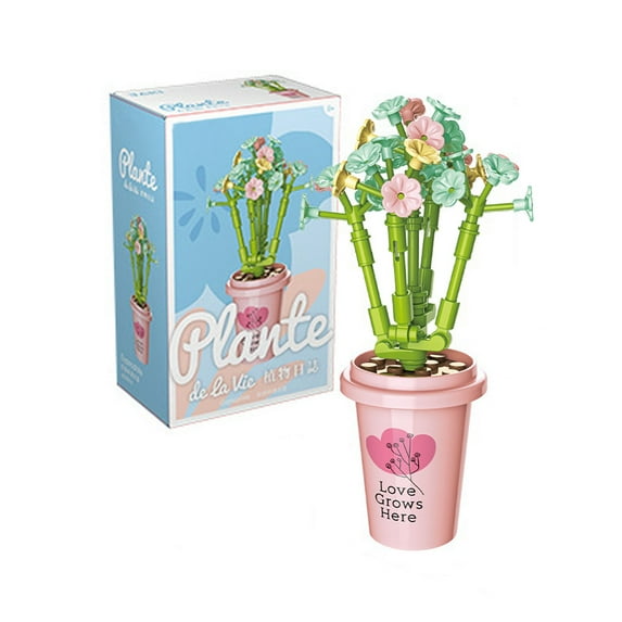 Artificial Plant Building Set with Flowers, Home D茅cor Accessory for Adults, Botanical Collection, Creative Building Project for Adults, Gift Idea for Kids Girls Women Mantianxing(57 Pieces)