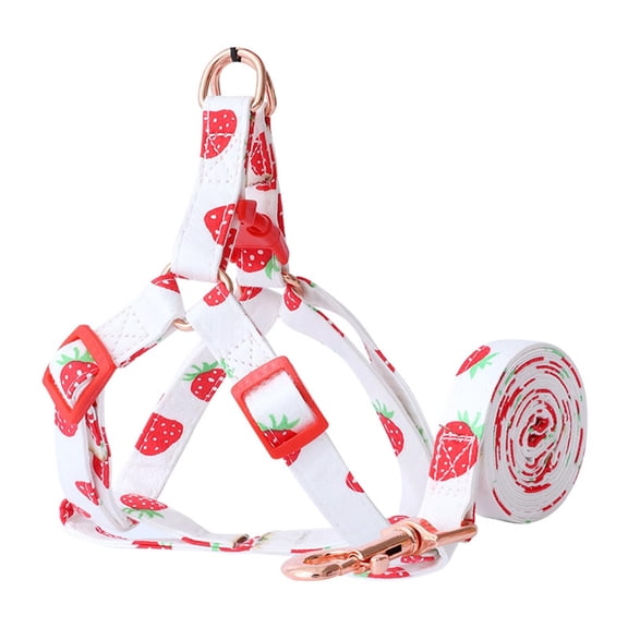 Cat Harness with Leash, Fruit Pattern Step in Dog Harness Vest, Adjustable Lightweight Pet Harness for Cat Puppy Small Dogs Strawberry S