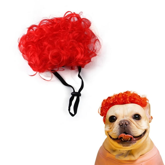 Curly Dog Wigs, Dog Cosplay Wigs, Pet Wigs for Halloween, Christmas, Parties, Festivals, Funny Headwear Apparel Toy for Cat Small Medium Large Dogs Red Curly Hair