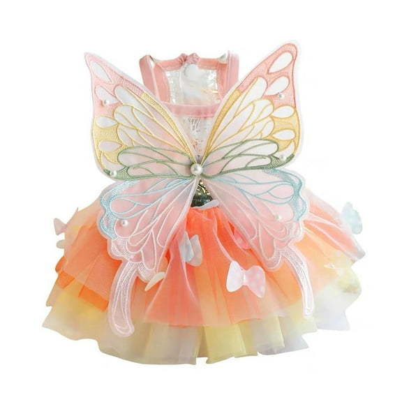 Dog Dress with Wings,Summer Pet Butterfly Dress,Lace Princess Skirt Tutu Dress for Puppy Small Medium Dog Girl L