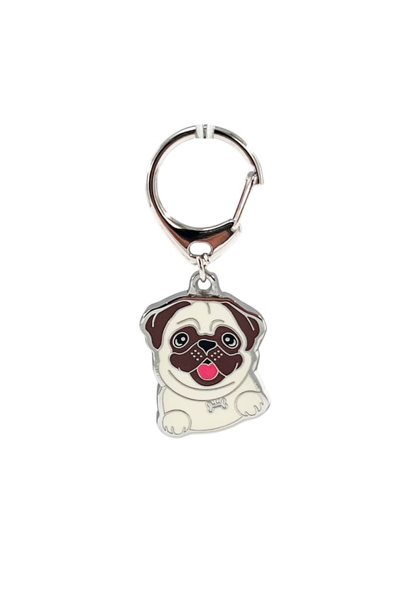 Dog Keychain, Puppy Keyring Keyfob Metal Pet ID Tags for Clothing Bag Adornment Accessory 11#-Pug