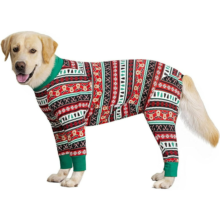 BT Bear Dog Onesie Recovery Suit Full Coverage Anti Shedding Dog Pajamas Soft And Comfortable Dog Joint Protection Clothing Dog Warm Shirt for Medium Large Dog Green Christmas 32 4XL Walmart