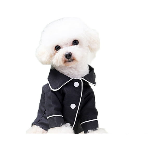 Dog Pajamas, Dog Two-Legged Sleepwear Loungewear, Pet Shirts PJS for Cats Small Medium Dogs Black M