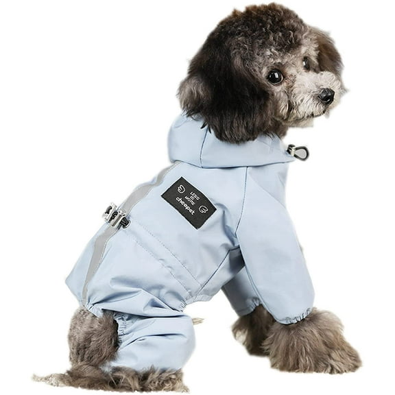 Dog Raincoat Waterproof Rain Jacket with Hooded Reflective Pet Poncho for Small Medium Dog Blue XL